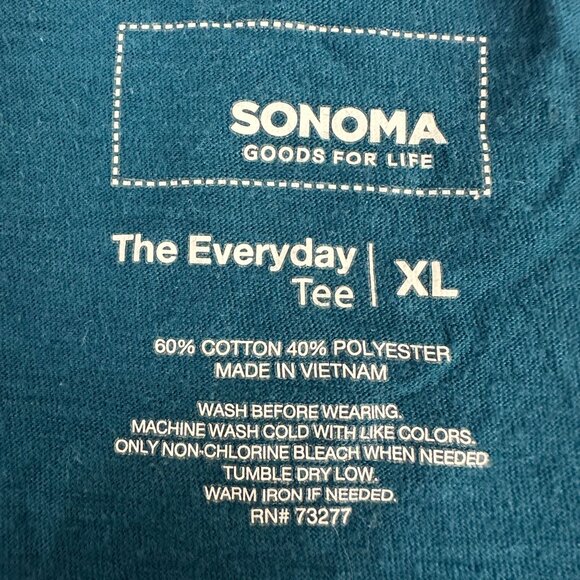 Sonoma Goods For Life Teal The Everyday Tee Womens V Neck Short Sleeve XL - Picture 3 of 3